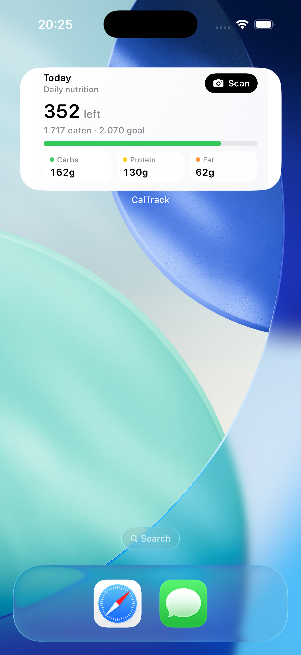 CalTrack Today widget
